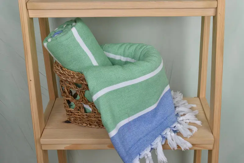 Sand-resistant Turkish towel for travel, Organic towel, Summer Gift, Best Friend Gift, Guest Towel, Handmade Gift, 64x40 Cotton Striped Terry Towel - 4