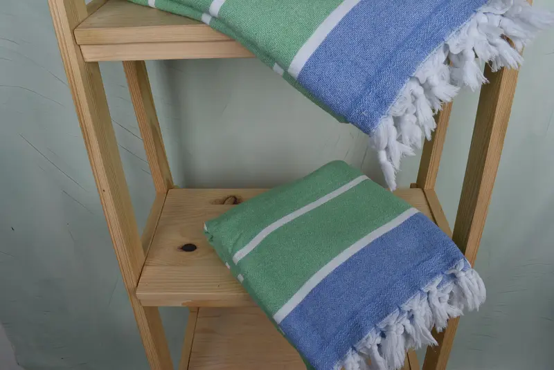 Sand-resistant Turkish towel for travel, Organic towel, Summer Gift, Best Friend Gift, Guest Towel, Handmade Gift, 64x40 Cotton Striped Terry Towel - 5