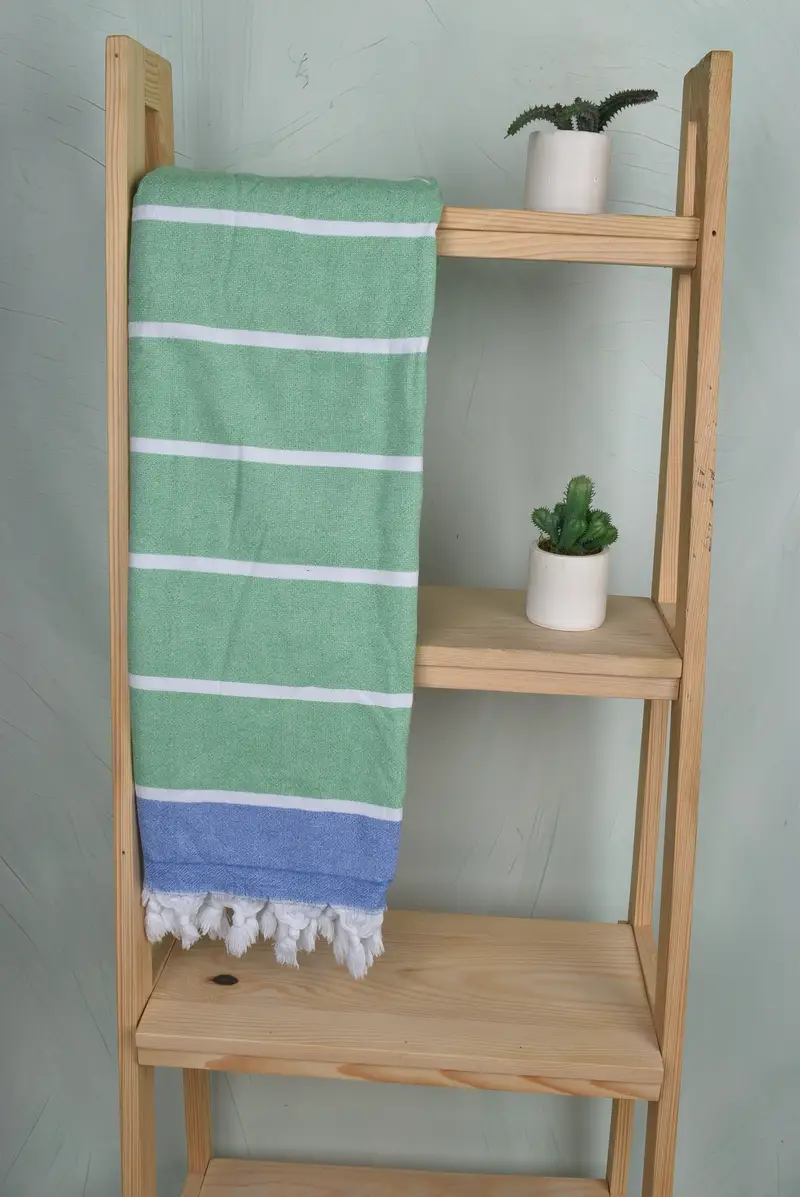Sand-resistant Turkish towel for travel, Organic towel, Summer Gift, Best Friend Gift, Guest Towel, Handmade Gift, 64x40 Cotton Striped Terry Towel - 8