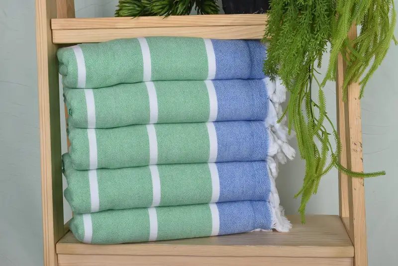 Sand-resistant Turkish towel for travel, Organic towel, Summer Gift, Best Friend Gift, Guest Towel, Handmade Gift, 64x40 Cotton Striped Terry Towel - 1