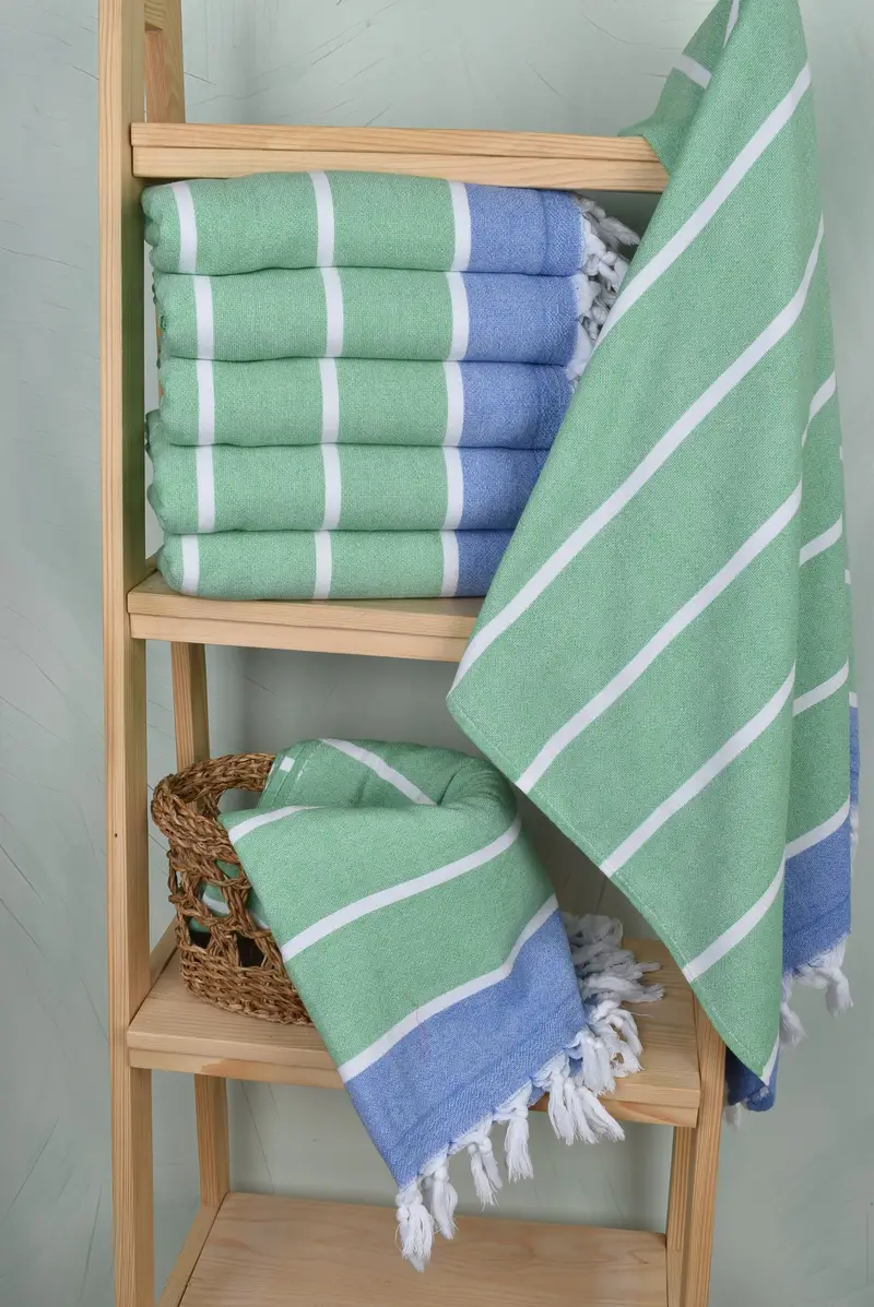 Sand-resistant Turkish towel for travel, Organic towel, Summer Gift, Best Friend Gift, Guest Towel, Handmade Gift, 64x40 Cotton Striped Terry Towel - 3