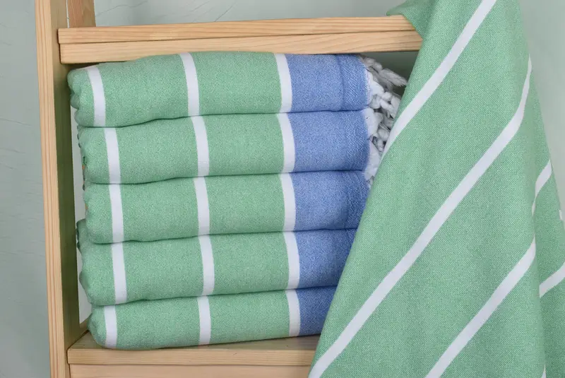 Sand-resistant Turkish towel for travel, Organic towel, Summer Gift, Best Friend Gift, Guest Towel, Handmade Gift, 64x40 Cotton Striped Terry Towel - 2
