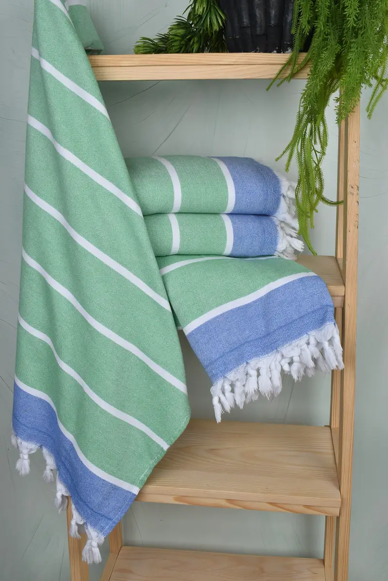 Sand-resistant Turkish towel for travel, Organic towel, Summer Gift, Best Friend Gift, Guest Towel, Handmade Gift, 64x40 Cotton Striped Terry Towel - 6