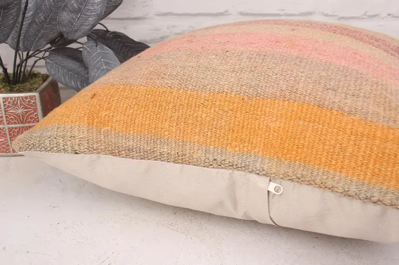 Pillow for Couch, Cushion Cover, Vintage Kilim Throw Pillow, Throw Kilim Pillow, 20x20 Orange Pillow Case, Nautical Throw Cushion Case - 6
