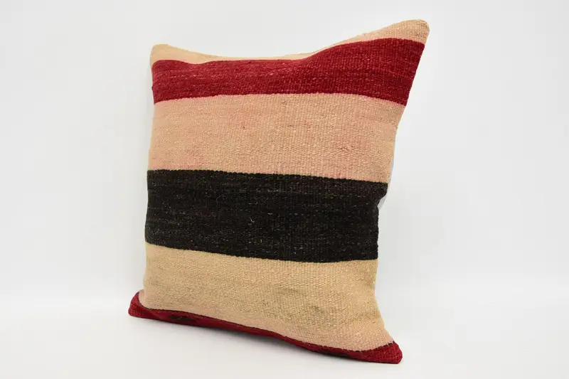 Vintage Kilim Pillow Cushion Cover, 16x16 Red Cushion Case, Pillow for Sofa, Kilim Pillow, Interior Designer Pillow, Christmas Cushion Case, Cushion - 4