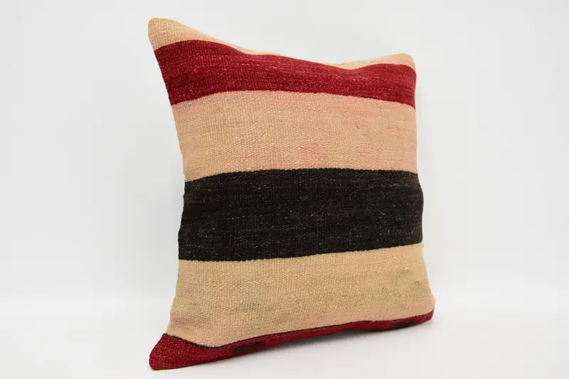 Vintage Kilim Pillow Cushion Cover, 16x16 Red Cushion Case, Pillow for Sofa, Kilim Pillow, Interior Designer Pillow, Christmas Cushion Case, Cushion - 3