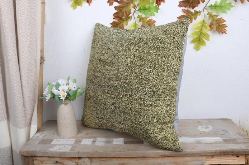 Kilim Pillow Cover, 18x18 Brown Pillow Case, Kilim Cushion Sham, Handmade Rug Seat Cushion Cover, Patio Pillow Case, Pillow Sham, Boho Pillow - 4