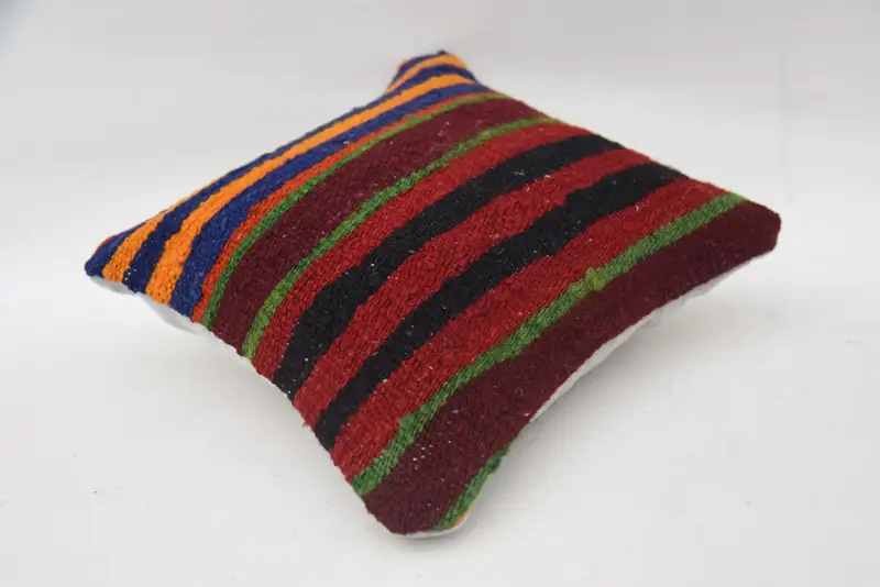 Cushion, Car Cushion, Ethnical Kilim Rug Pillow, Boho Pillow, 12x12 Red Pillow Sham, Handmade Kilim Cushion, Custom Cushion - 6