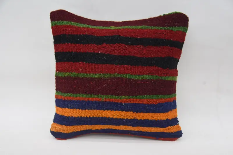 Cushion, Car Cushion, Ethnical Kilim Rug Pillow, Boho Pillow, 12x12 Red Pillow Sham, Handmade Kilim Cushion, Custom Cushion - 1