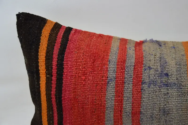 Outdoor Bolster Pillow, Turkish Pillow, Pillow for Couch, Cushion, Kilim Pillow Cover, 12x36 Red Cushion Case - 2