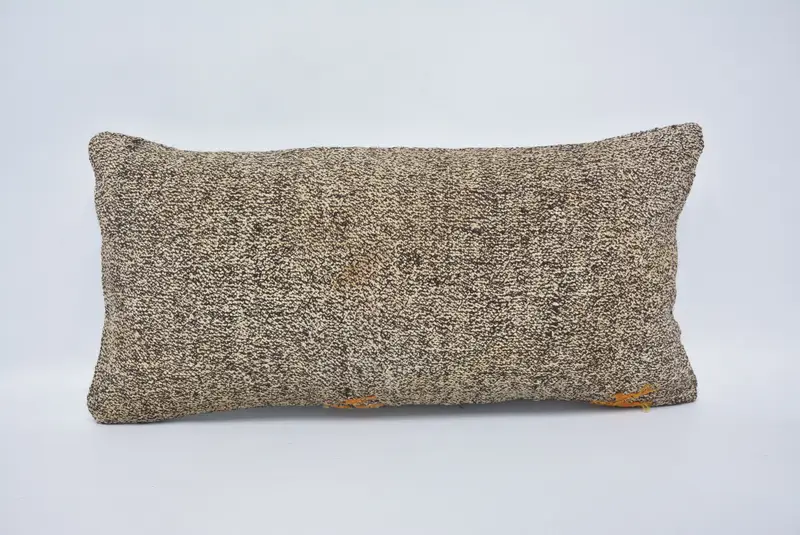 Cubierta de almohada de casa de campo, cojín Ikat, funda de almohada, almohadas antiguas, almohada de kilim, caja de almohada marrón 12x24, almohada de jardín, almohada de kilim - 1