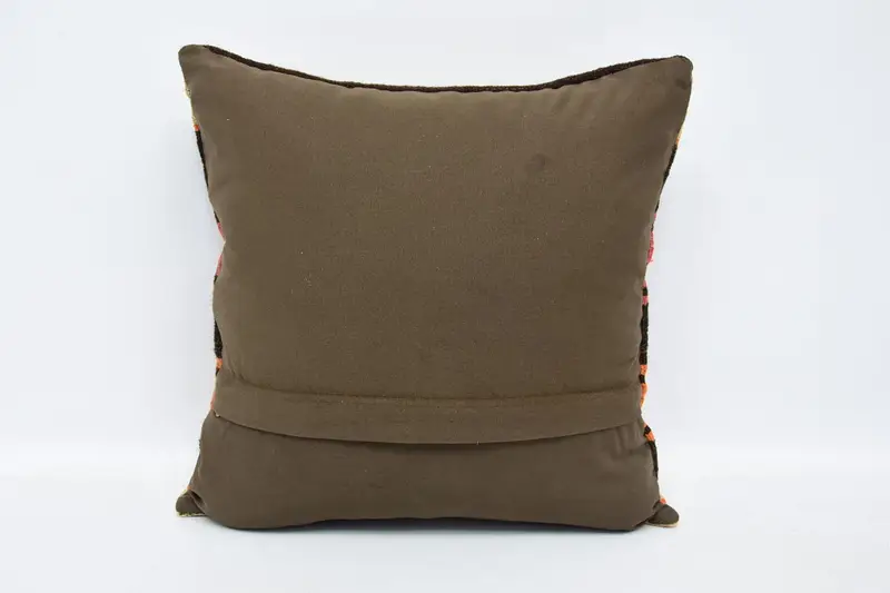 Boho Pillow Sham Cover, Hippie Throw Cushion Case, 16x16 Brown Cushion Case, Indoor Pillow, Throw Kilim Pillow, Turkish Pillow, Cushion Case - 6
