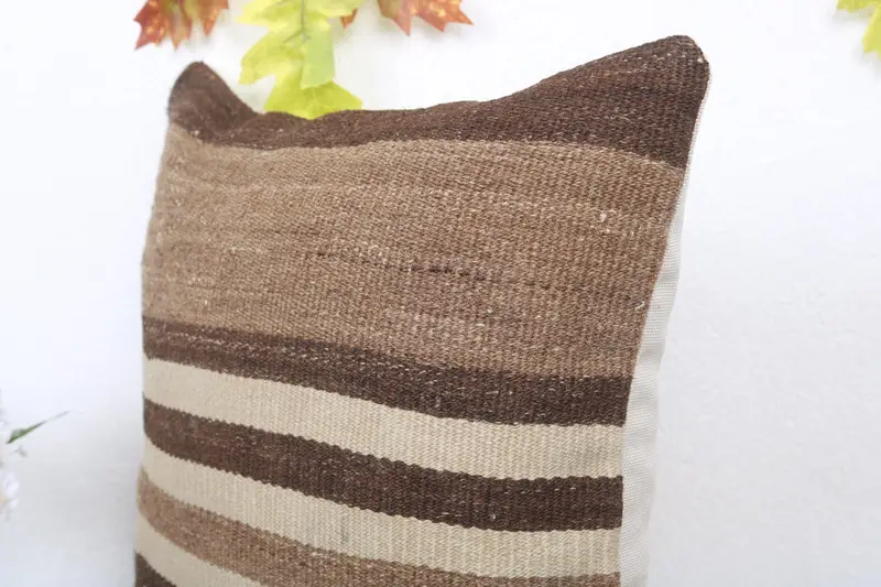 Kilim Cushion Sham, Pillow Sham, Handmade Kilim Cushion, Sofa Cushion Cover, 16x16 Beige Pillow, Ethnical Kilim Rug Pillow, Sofa Bolster Pillow Case - 5