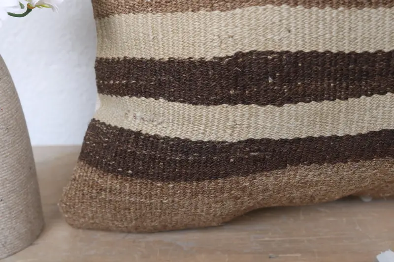 Kilim Cushion Sham, Pillow Sham, Handmade Kilim Cushion, Sofa Cushion Cover, 16x16 Beige Pillow, Ethnical Kilim Rug Pillow, Sofa Bolster Pillow Case - 3