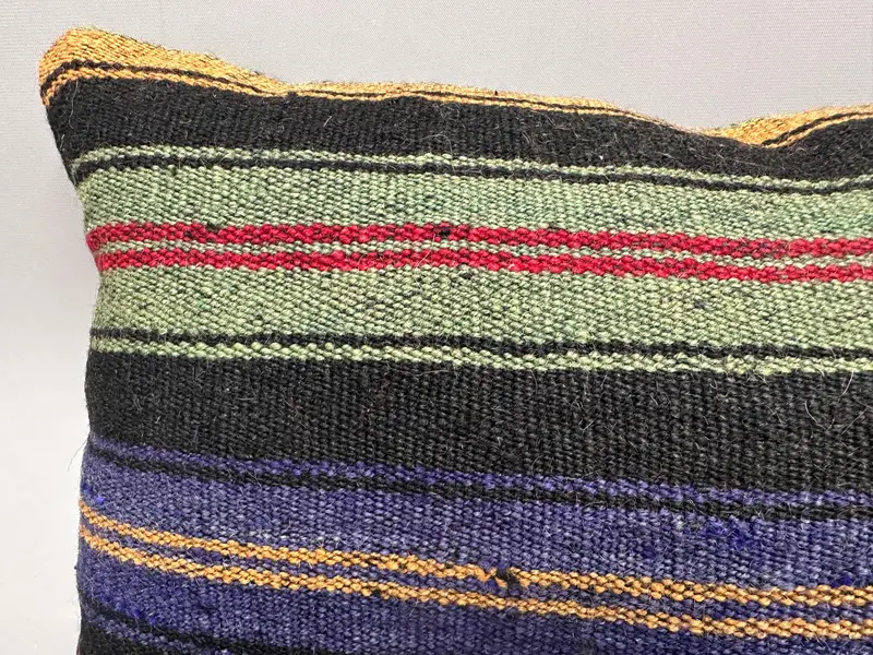 Kilim Pillow Cover, Cushion Case, Kilim Cushion Sham, Nomadic Pillow Case, Vintage Kilim Pillow, 12x20 Green Pillow Case, Tapestry Cushion Case - 5