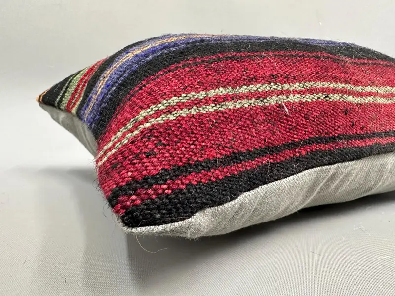 Kilim Pillow Cover, Cushion Case, Kilim Cushion Sham, Nomadic Pillow Case, Vintage Kilim Pillow, 12x20 Green Pillow Case, Tapestry Cushion Case - 6