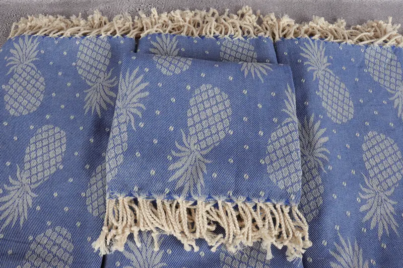 Bridesmaid Gift, Memorial Gift, Organic Turkish towel, First Wedding Anniversary Gift, Wedding Gifts Towel, 80x40 Cotton Pineapple Design Towel - 4
