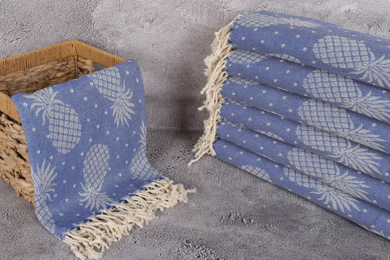 Bridesmaid Gift, Memorial Gift, Organic Turkish towel, First Wedding Anniversary Gift, Wedding Gifts Towel, 80x40 Cotton Pineapple Design Towel - 3