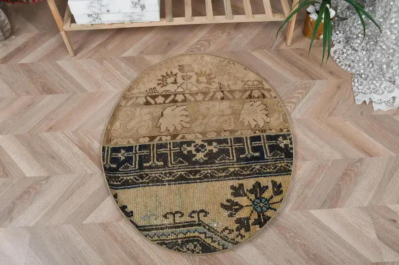 Alfombra oriental marrón, 8 x 9 m con detalles en azul