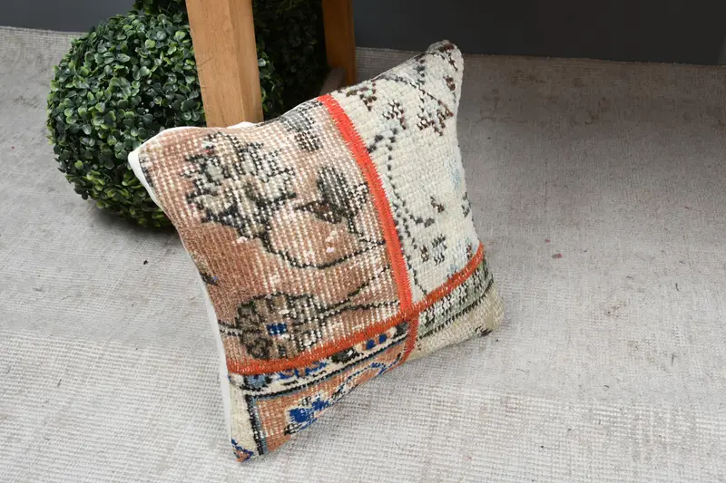 Antique Pillows, Pillow Cover, Comfy Throw Pillow Sham, Turkish Pillow, Vintage Kilim Pillow Cushion, 12x12 Orange Pillow, Home Decor Pillow - 7