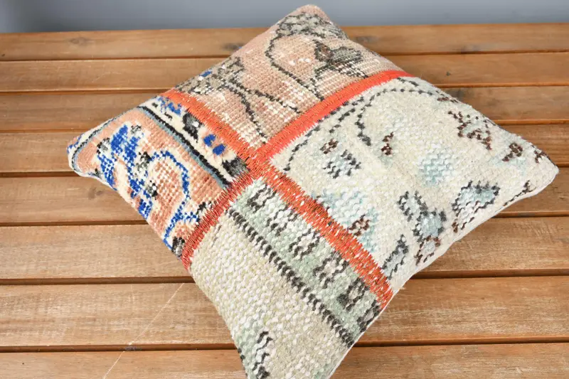 Antique Pillows, Pillow Cover, Comfy Throw Pillow Sham, Turkish Pillow, Vintage Kilim Pillow Cushion, 12x12 Orange Pillow, Home Decor Pillow - 2