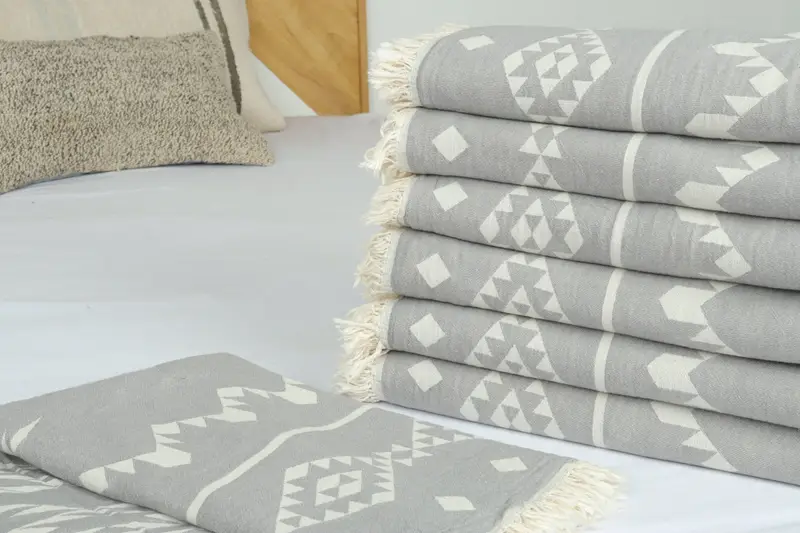 Turkish Blanket, Organic Throw, Wedding Hand Made Gift, Shower Curtain, 70x60 Cotton Geometric Towel, Unique Gift, Wedding Favors, Housewarming Gift - 3