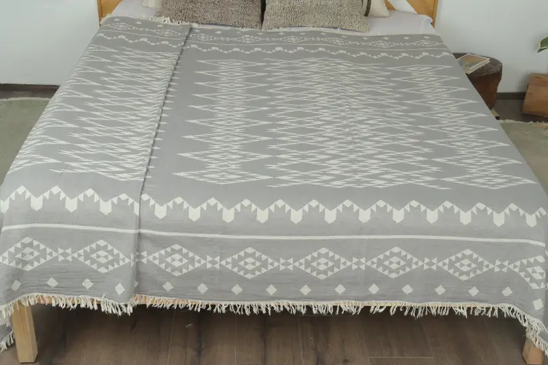 Turkish Blanket, Organic Throw, Wedding Hand Made Gift, Shower Curtain, 70x60 Cotton Geometric Towel, Unique Gift, Wedding Favors, Housewarming Gift - 8