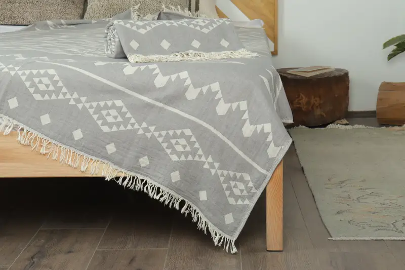 Turkish Blanket, Organic Throw, Wedding Hand Made Gift, Shower Curtain, 70x60 Cotton Geometric Towel, Unique Gift, Wedding Favors, Housewarming Gift - 7