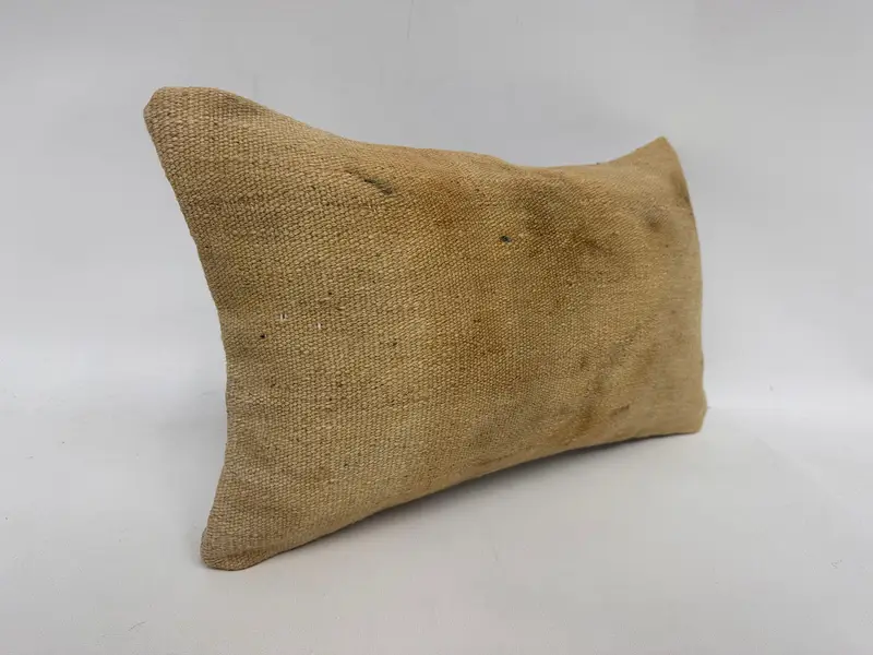 Turkish Kilim Pillow, Pillow for Couch, Pillow Case, Outdoor Cushion Case, Kilim Cushion Sham, 12x20 Beige Cushion Cover, Floor Pillow - 3