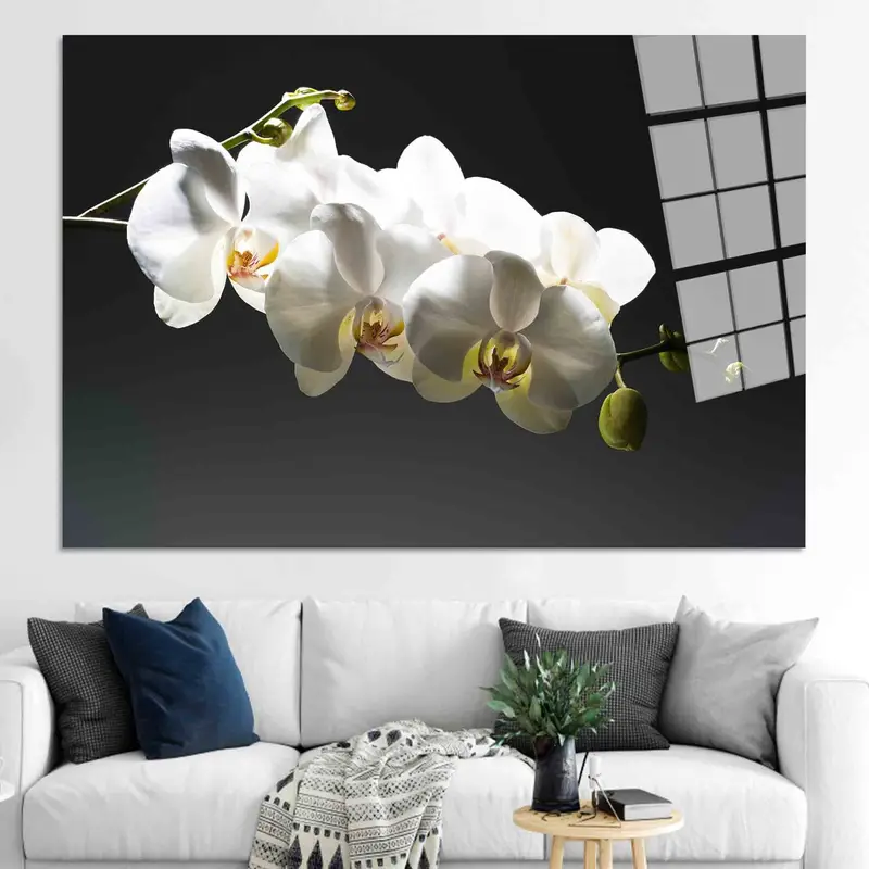 Eleganter Leinwanddruck mit weißen Orchideen – künstlerisches Geschenk für Blumenliebhaber