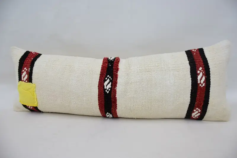 Farmhouse Pillow Cover, 12x36 White Cushion, Ethnical Kilim Rug Pillow, Boho Pillow Sham Cover, Rustic Cushion Case, Boho Pillow, Cushion Cover - 5