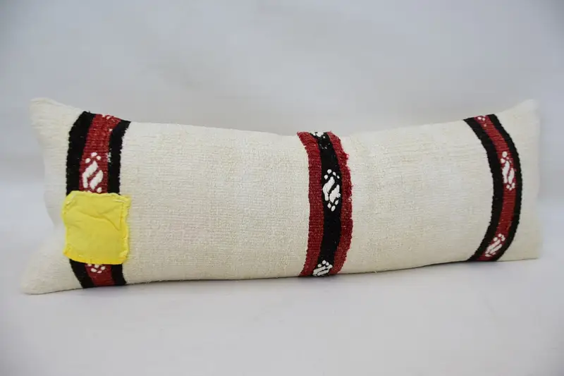 Farmhouse Pillow Cover, 12x36 White Cushion, Ethnical Kilim Rug Pillow, Boho Pillow Sham Cover, Rustic Cushion Case, Boho Pillow, Cushion Cover - 3