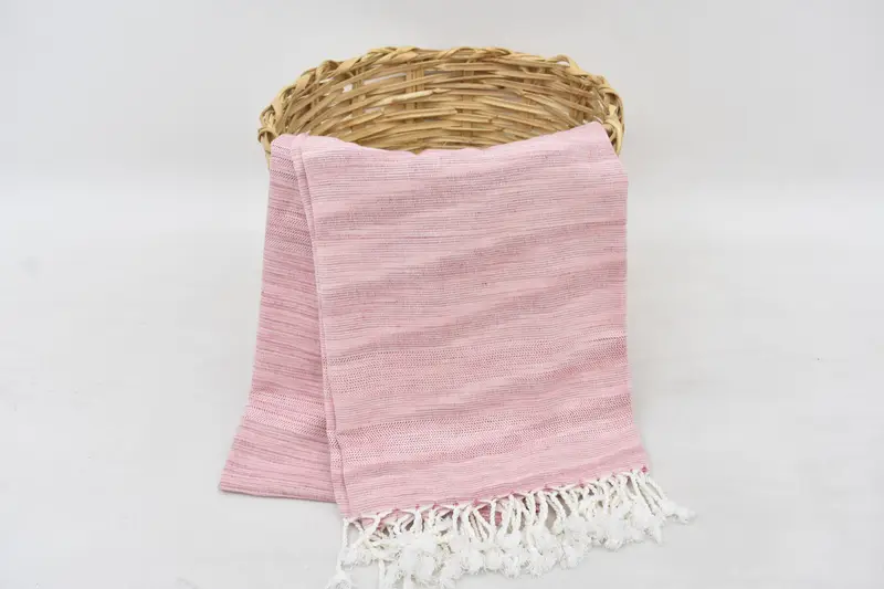 Personalized Pink Herringbone Bath Towel, Handmade 70x36 Inches