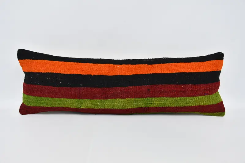 Cushion Case, Kilim Pillow Cover, Pillow for Couch, Vintage Kilim Pillow, Decorative Throw Pillow, 12x36 Red Cushion Cover - 1