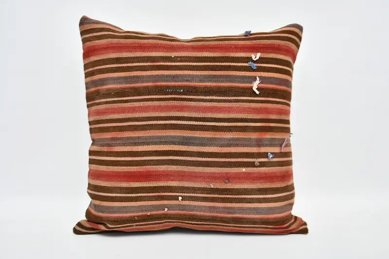 Colorful Pillow Sham, Throw Kilim Pillow, Cushion Cover, Couch Cushion Cover, Pillow for Sofa, 20x20 Brown Pillow Cover, Vintage Pillow - 1