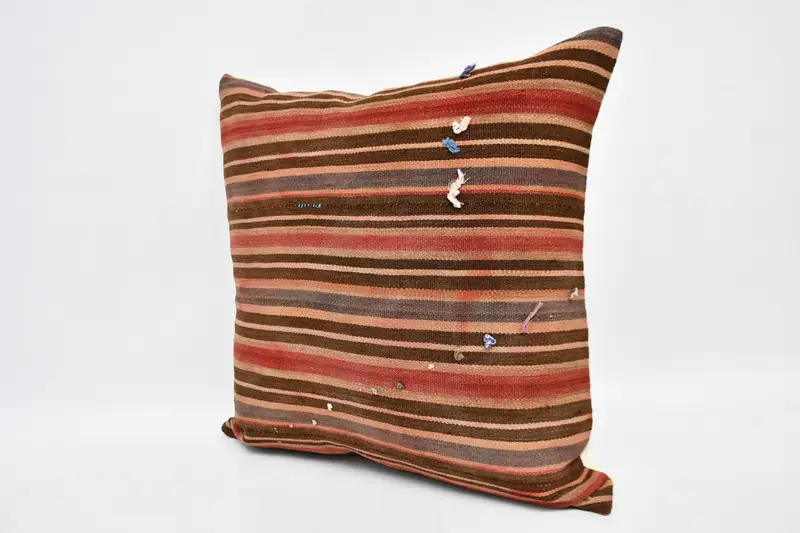 Colorful Pillow Sham, Throw Kilim Pillow, Cushion Cover, Couch Cushion Cover, Pillow for Sofa, 20x20 Brown Pillow Cover, Vintage Pillow - 4