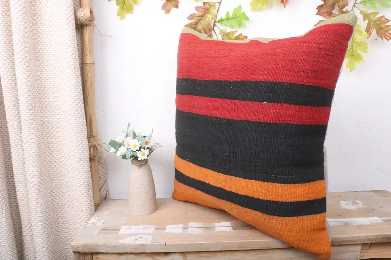 Home Decor Pillow, Cushion, Vintage Pillow, 20x20 Brown Cushion Case, Turkish Pillow, Handmade Rug Seat Pillow Cover, Custom Pillow Cover - 4