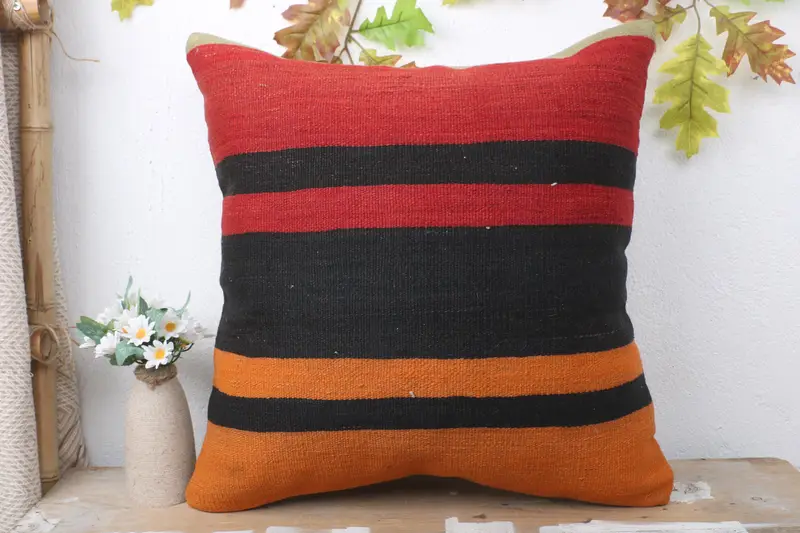 Home Decor Pillow, Cushion, Vintage Pillow, 20x20 Brown Cushion Case, Turkish Pillow, Handmade Rug Seat Pillow Cover, Custom Pillow Cover - 2