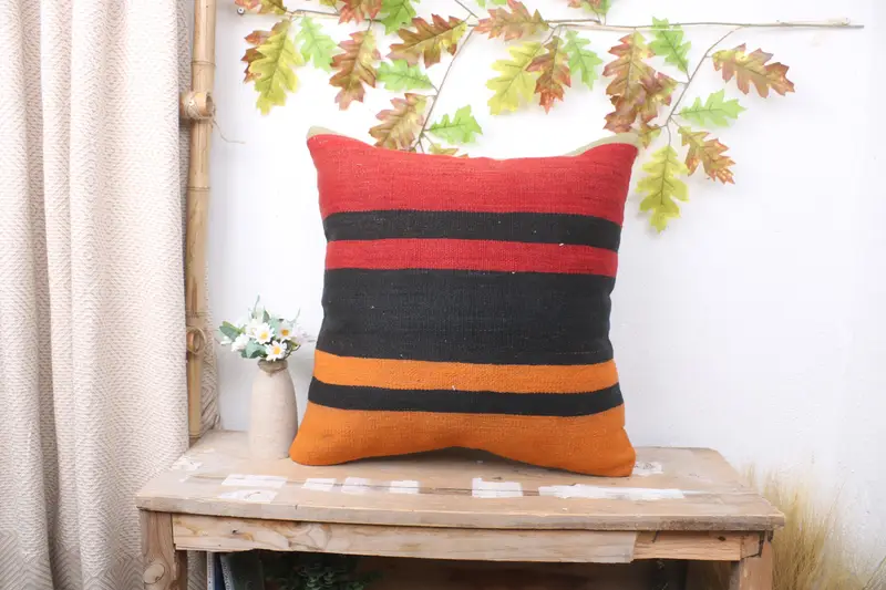 Home Decor Pillow, Cushion, Vintage Pillow, 20x20 Brown Cushion Case, Turkish Pillow, Handmade Rug Seat Pillow Cover, Custom Pillow Cover - 1