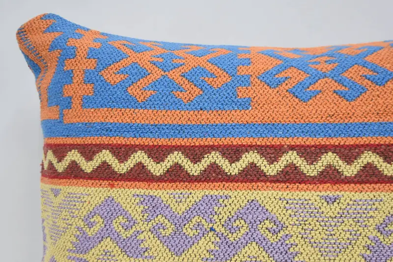 Pillow Case, Ethnic Pillow, Home Decor Pillow, Handmade Throw Pillow, 16x24 Yellow Pillow Cover, Antique Pillows, Vintage Kilim Pillow - 2