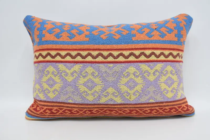 Pillow Case, Ethnic Pillow, Home Decor Pillow, Handmade Throw Pillow, 16x24 Yellow Pillow Cover, Antique Pillows, Vintage Kilim Pillow - 5