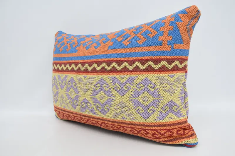 Pillow Case, Ethnic Pillow, Home Decor Pillow, Handmade Throw Pillow, 16x24 Yellow Pillow Cover, Antique Pillows, Vintage Kilim Pillow - 4