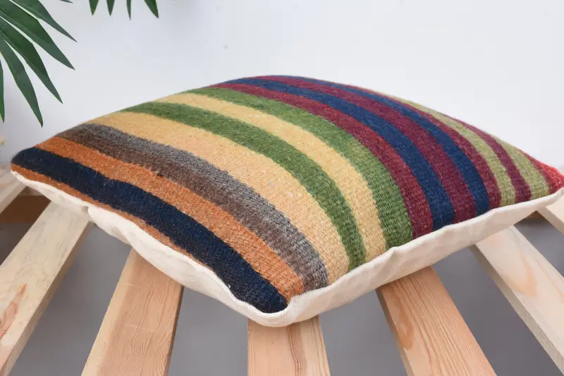 Vintage Pillow, Sofa Bolster Cushion, Turkish Kilim Pillow, Bohemian Cushion Cushion, 12x12 Blue Cushion Cover, Vintage Kilim Pillow, Pillow Sham - 5