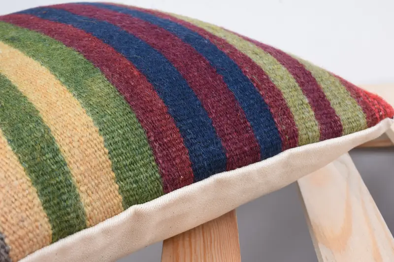 Vintage Pillow, Sofa Bolster Cushion, Turkish Kilim Pillow, Bohemian Cushion Cushion, 12x12 Blue Cushion Cover, Vintage Kilim Pillow, Pillow Sham - 6