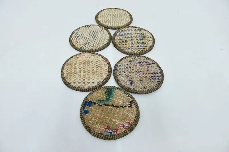 Bohemian Beige & Bronze Round Coaster, Ethnic-Inspired Coaster