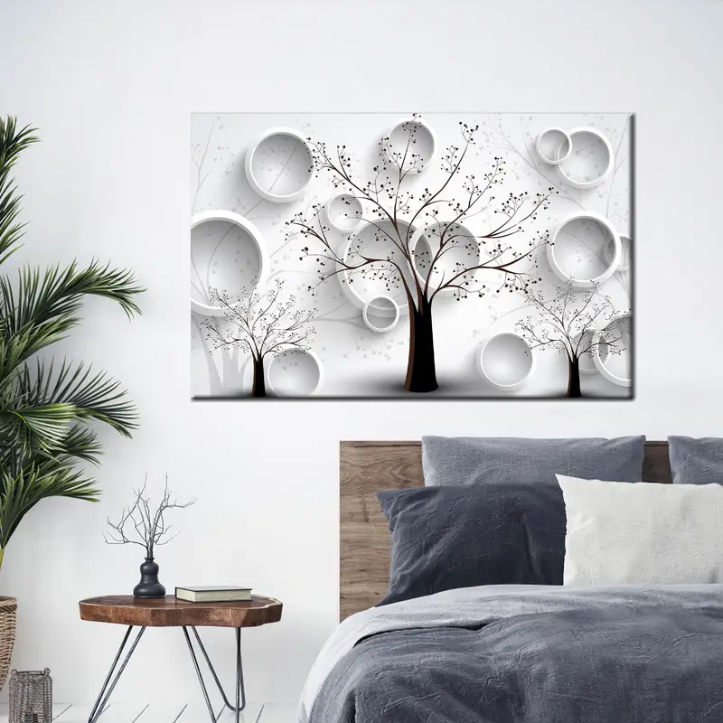 豪華な抽象的な白いキャンバスプリント：モダン、トレンディ、芸術的な装飾。