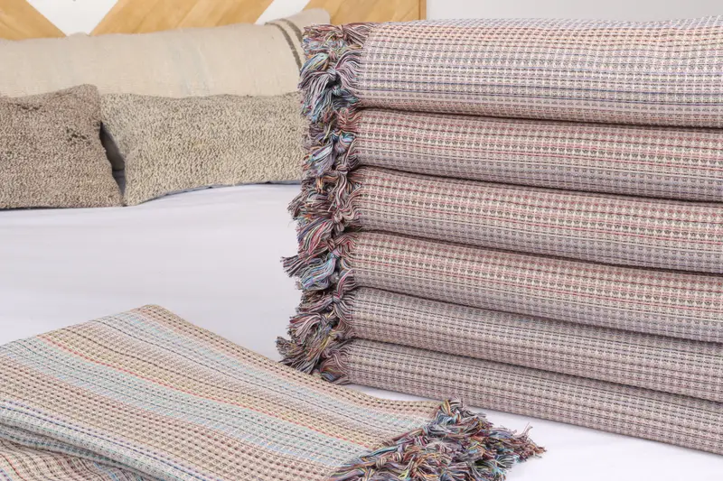 Turkish Towel Beach Blanket, Decorative Bedspread, 92x88 Cotton Geometric Towel, Summer Gift, Bedspread, Custom Blanket, Housewarming Gift - 3