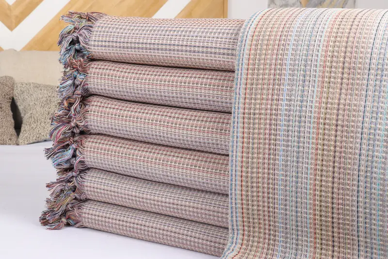 Turkish Towel Beach Blanket, Decorative Bedspread, 92x88 Cotton Geometric Towel, Summer Gift, Bedspread, Custom Blanket, Housewarming Gift - 2