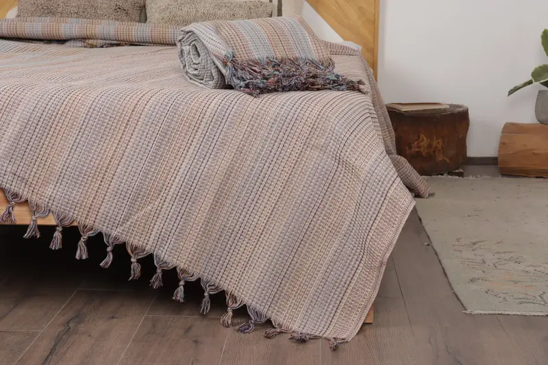 Turkish Towel Beach Blanket, Decorative Bedspread, 92x88 Cotton Geometric Towel, Summer Gift, Bedspread, Custom Blanket, Housewarming Gift - 7