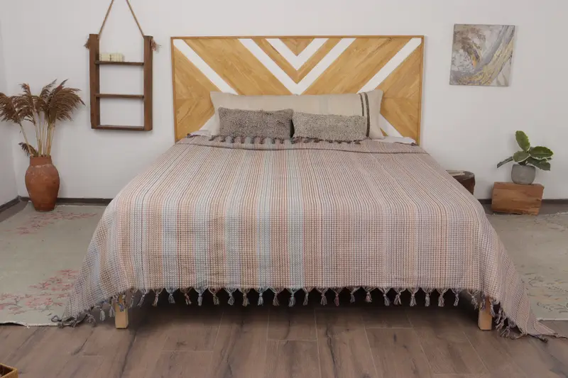 Turkish Towel Beach Blanket, Decorative Bedspread, 92x88 Cotton Geometric Towel, Summer Gift, Bedspread, Custom Blanket, Housewarming Gift - 1